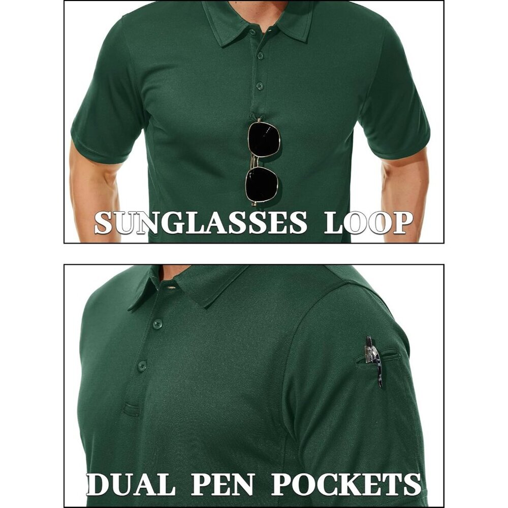Mens Polo Shirt Short Sleeve Tactical Performance Collared Work Golf Shirts Dry - Picture 3 of 7